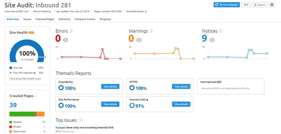 website_performance_tools_semrush_site_audit